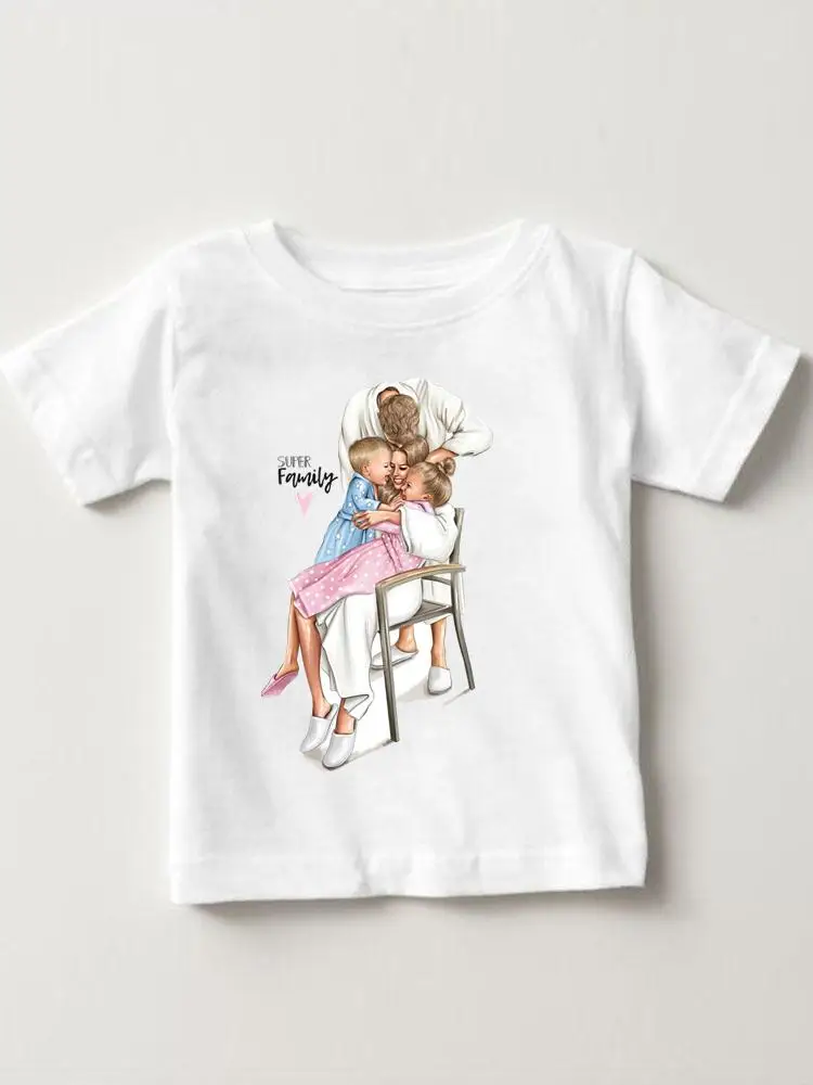 

Fashion Family Sweet Printed Tees Tops O-neck Girls Boys Children Short Sleeve Clothes Summer Cartoon Kids Outfits T-shirts