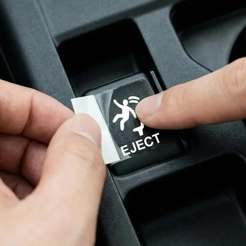 Humorous Waterproof Pop-Up Eject Button Sticker - PET Interior Decal
