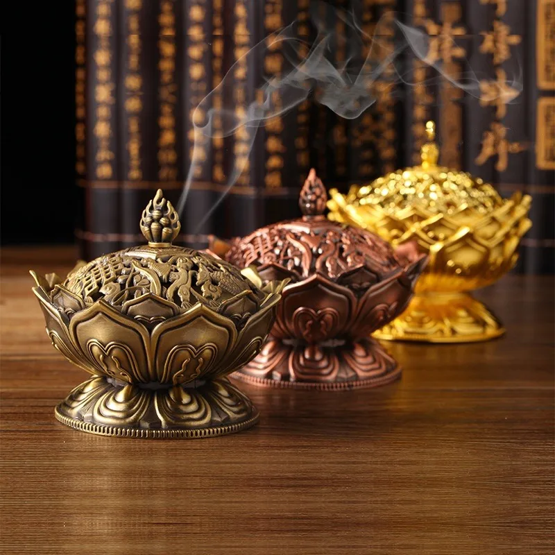 

1pc Incense Burner, Lotus Flower Shaped Metal Incense Burner, For Creative Household Indoor Zen Sense, For Home Room Desk Decor,