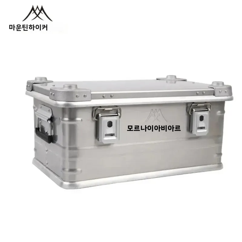MOUNTAINHIKER 야외 보관 상자 캠핑 피크닉 여행 알루미늄 합금 대용량 상자 실버 보관 가방 30-80L