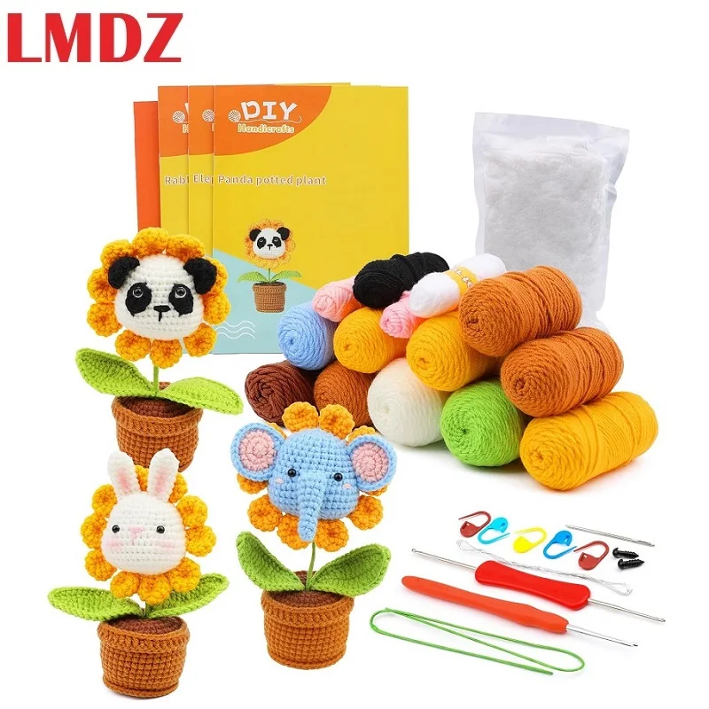 

LMDZ Beginners Crochet Kit DIY Animal Crochet Kit Knitting Kit Complete Starter Kit for Adults with Detailed Tutorials