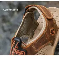 Sandales d'été en cuir de vache pour hommes, chaussures de sentier d'extérieur décontractées, chaussures de plage souples et antidérapantes, grande taille 6
