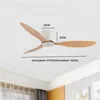 42 52 Inch Ceiling Fans No Light DC Motor Remote Control Cooling Fans Lamp Low Floor Ceiling Fan White wood Black Color FANS 4