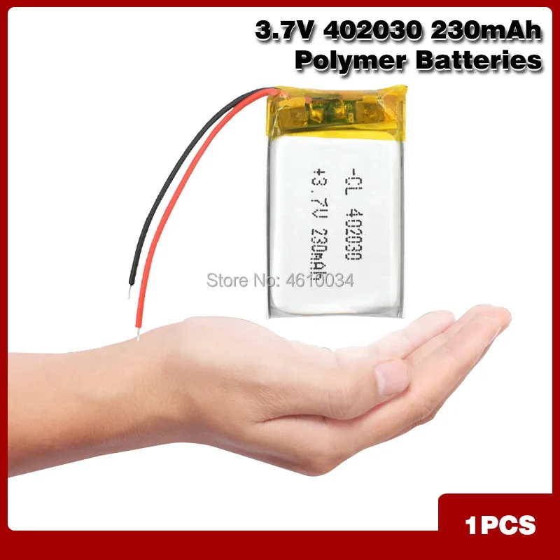 3.7v 230mAh li-ion Lipo cells Rechargeable Battery For Bluetooth GPS MP3 MP4 Recorder 402030