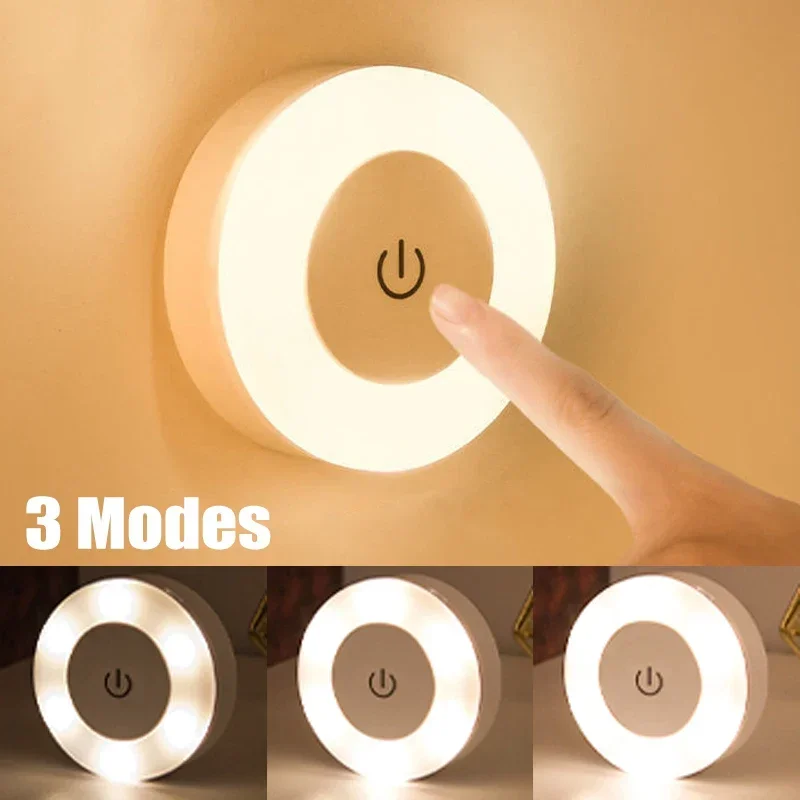 LED Touch Sensor Night Lights 3 Modes USB Rechargeable Magnetic Base Wall Lights Round Portable Dimming Night Lamp Room Decor led night light night light led night lamp