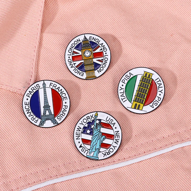 YAZILIND Women's Tree & Eiffel Tower Brooches - Cute Alloy Lapel Pin Badges For Scarf, Coat, Bag
