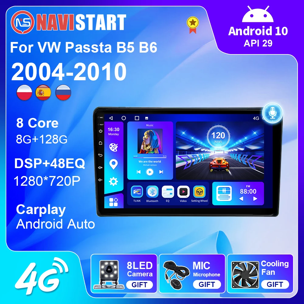 

NAVISTART Car Radio For Volkswagen VW Passat B5 B6 2004 2005 2006-2010 Android 10 GPS Navigation Player 2 Din 4G WIFI No DVD