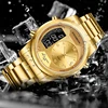 FOXBOX New Gold Quartz Wristwatch For Men Fashion Military Sport Waterproof Watch Men Top Brand Luxury Dual Display Watch Men 4