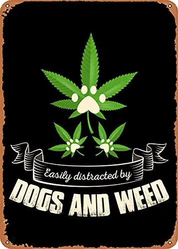 

Легко отвлекаться с собаками, винтажный вид, металлический знак, художественные принты, ретро подарок 8x12 дюймов