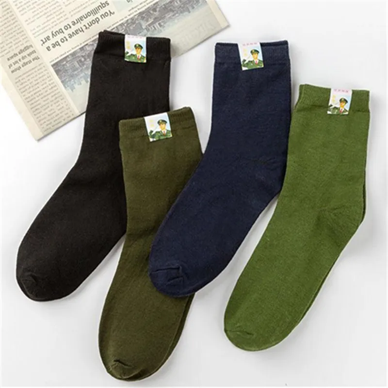 

Men High Quality Mid Tube Socks Army Green Warm Military Cotton Hiking Trekking Sock Moisture Wicking Sports Socks 5 Pairs/Pack