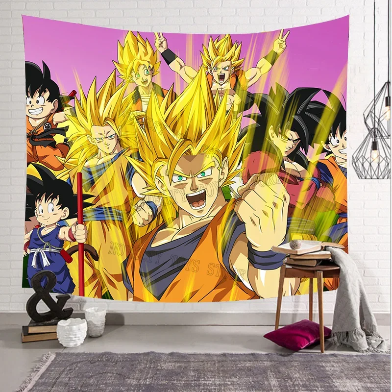 2024 New Dragon Ball Tapestry Hanging Party Photography Wall Hanging Goku Beach Room Decor Cloth Carpet Yoga Mats Birthday Gifts
