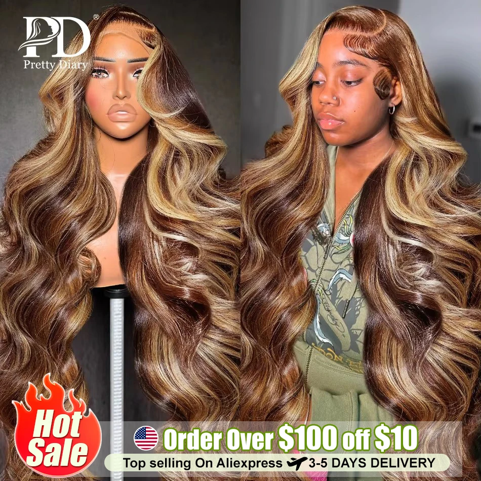30 32 Inch 4/27 Highlight Body Wave 13x6 Hd Human Hair Lace Frontal Wigs Colored Ombre 13x4 Lace Front Wig Brazilian For Women
