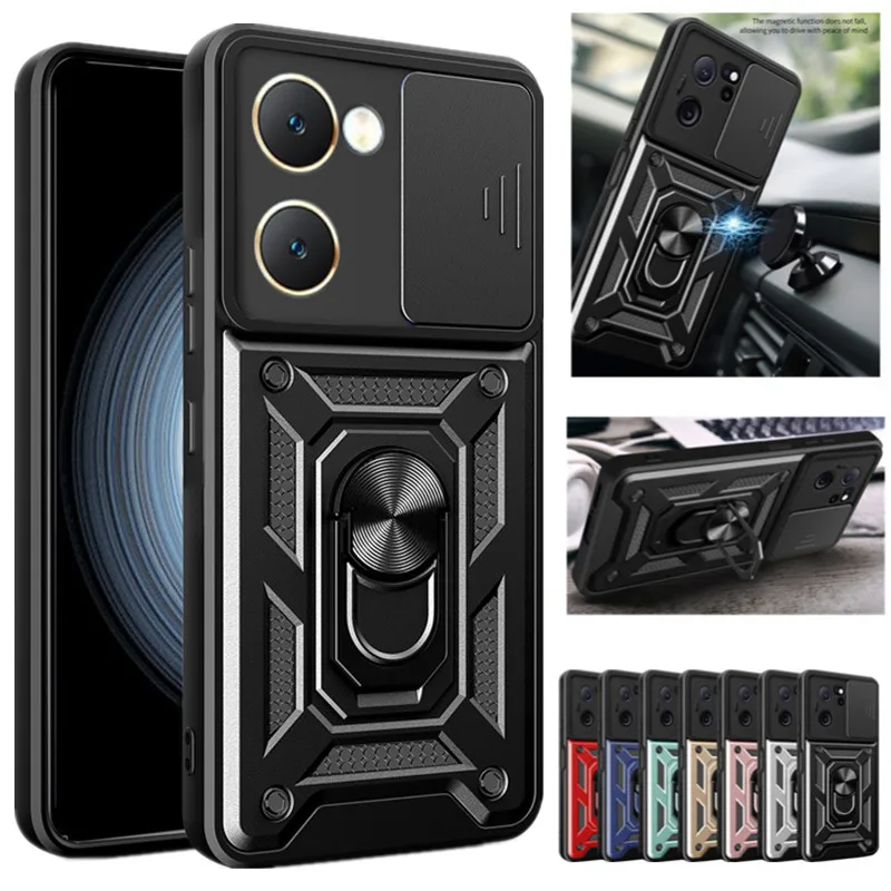 Carcasă Armor pentru VIVO Y28S Y18 Y18e Y28 Y03 Y02 Y17S Y27 Y16 Y36 5G, protecție pentru lentile cu inel magnetic, suport Coque Fundas_voghion.com