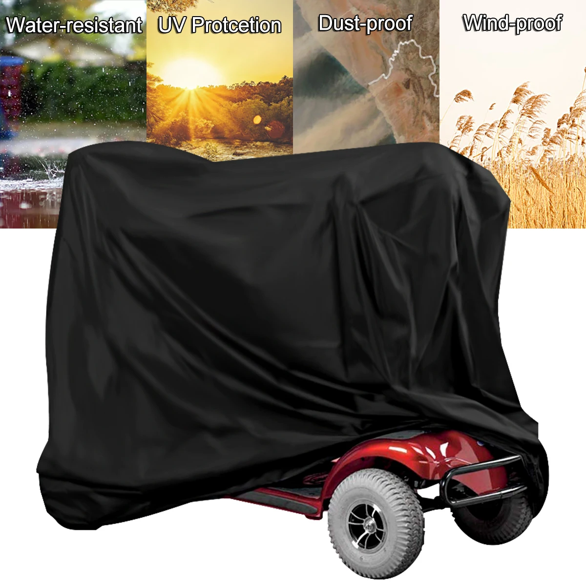Scooter Cover Waterproof Wheelchair Storage 190D Oxford Fabric Rain Protector from Dust Dirt Snow Rain Sun Rays
