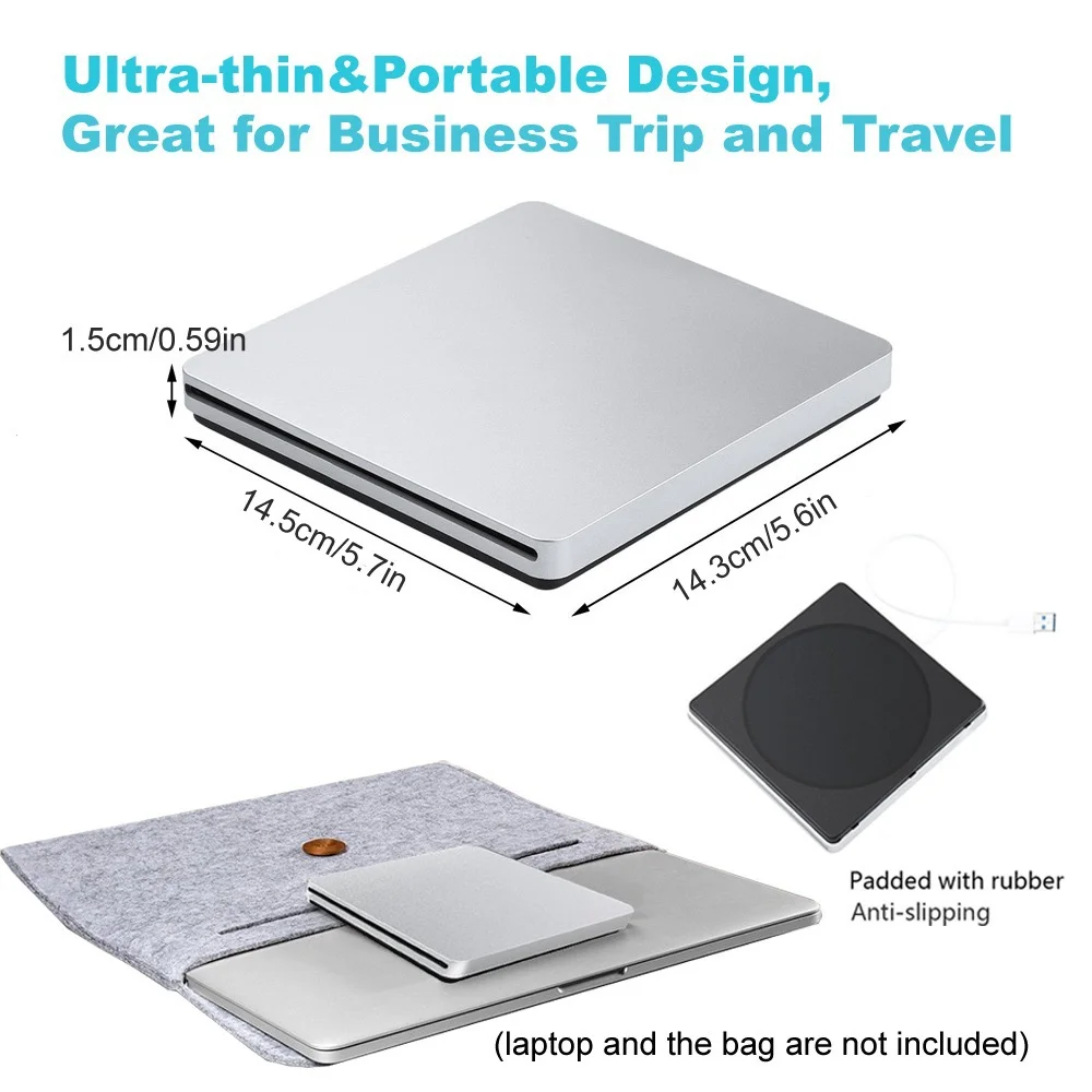DVD Drives USB Optical External DVD RW Burner Writer Recorder Slot Load CD ROM Player For Apple Macbook Pro Laptop PC cd dvd drive