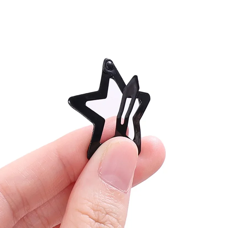 Y2K Girls Black Grey Star Hair Pins Cool Charm BB Aesthetic Hair Clip for Woman Pentagram Harajuku Trendy Hair Accessories