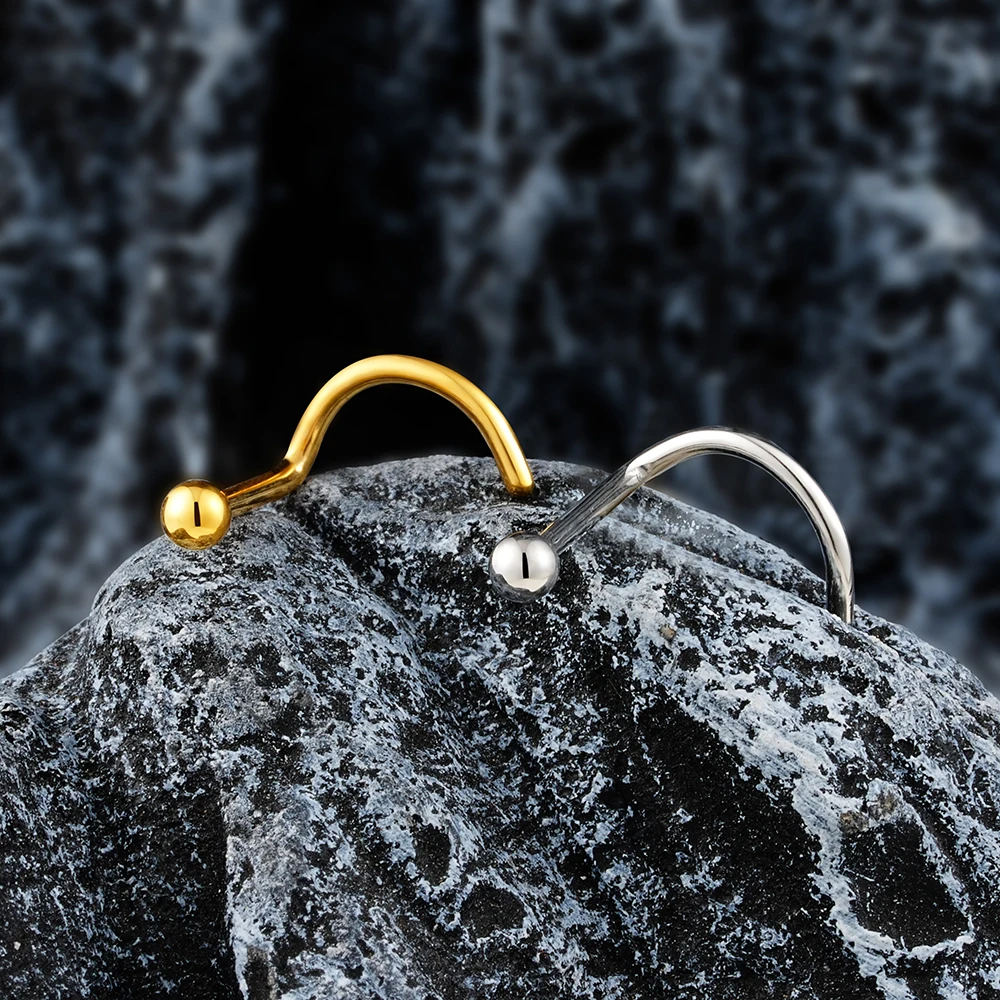 Nose Stud Ring Right Grand ASTM F136 Titanium 20G Hypoallergenic CZ/Ball/Heart/Star Corkscrew Nostril Body Piercing Jewelry