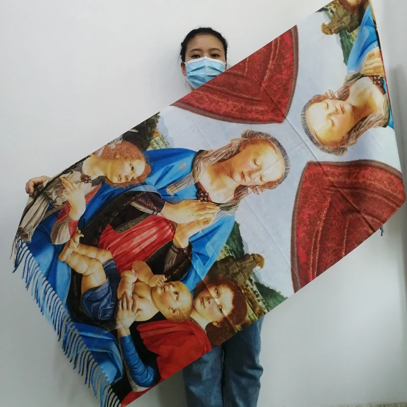 Van Gogh-Inspired Cashmere Wool Scarf - Coffee House Print Winter Wrap