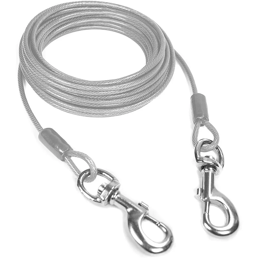 Dog Tie Out Cable Galvanized Steel Wire Pet Leash with PVC Coating Chew