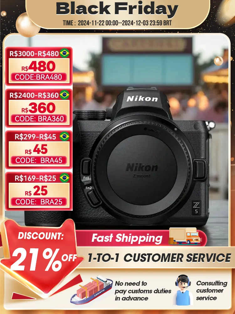 Nikon Z5 Full Frame Mirrorless Digital Camera Compact Professional Professional Photography 4KVideo 5 Axis Anti Shake FX 24.32MP digital camera