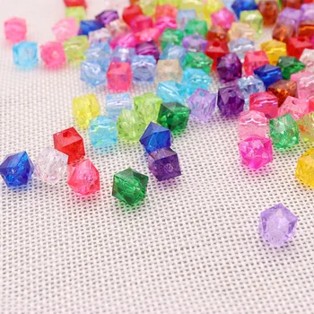 핸드 비즈 DIY 다이아몬드 모양 직조 비즈, 안개꽃, 투명 사각형 비즈, 직조 아크릴 비즈, 공예용 느슨한 비즈, 500g, 10mm