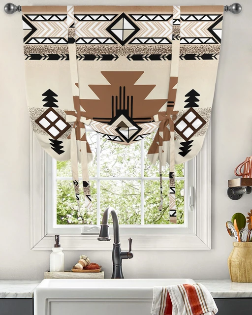 Cortinas de ventana con gráficos geométricos indios, cortinas de