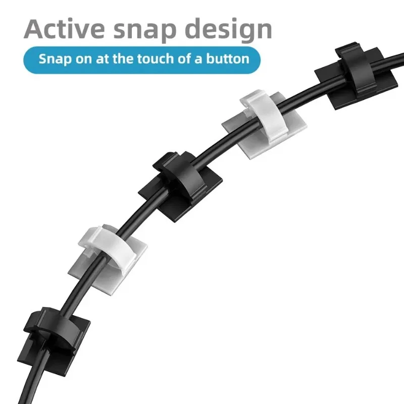 30-Pack Self-Adhesive Cable Clips - Multi-Size Cord Organizer for Desktop Wire Management, USB/Charging Data Line Holder (Black)