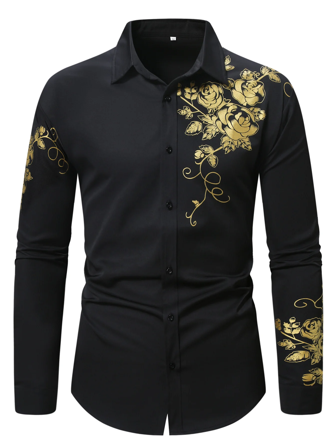 Men's Hipster Shiny Design Slim Fit Long Sleeve Button Up Party Dress Shirts