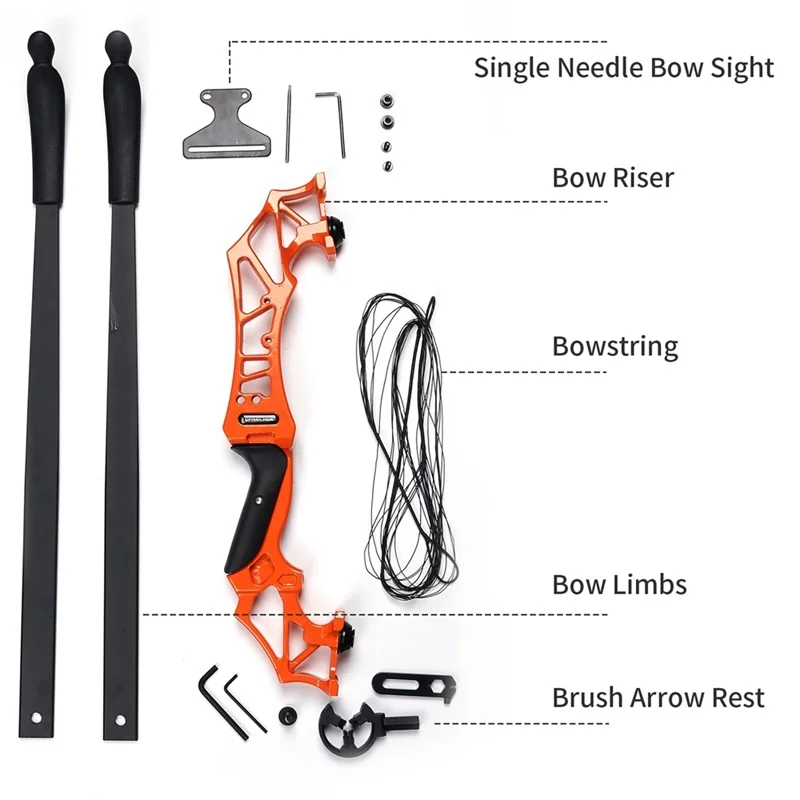 D&Q Arc Recourbé de Takedown et tir à l'arc Arc et Fleche Adulte Riser en  Alliage D'aluminium Main Droite pour la Pratique de Chasse 30 35 40 45lbs