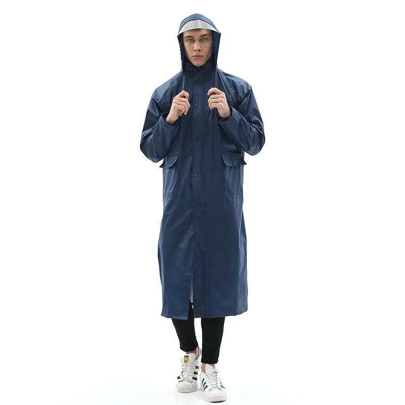 

High Quality PVC Raincoat Long Outdoor Hooded Raincoat Adult Waterproof Hiking Bicycle Lightweight Poncho Impermeable Rain Gear