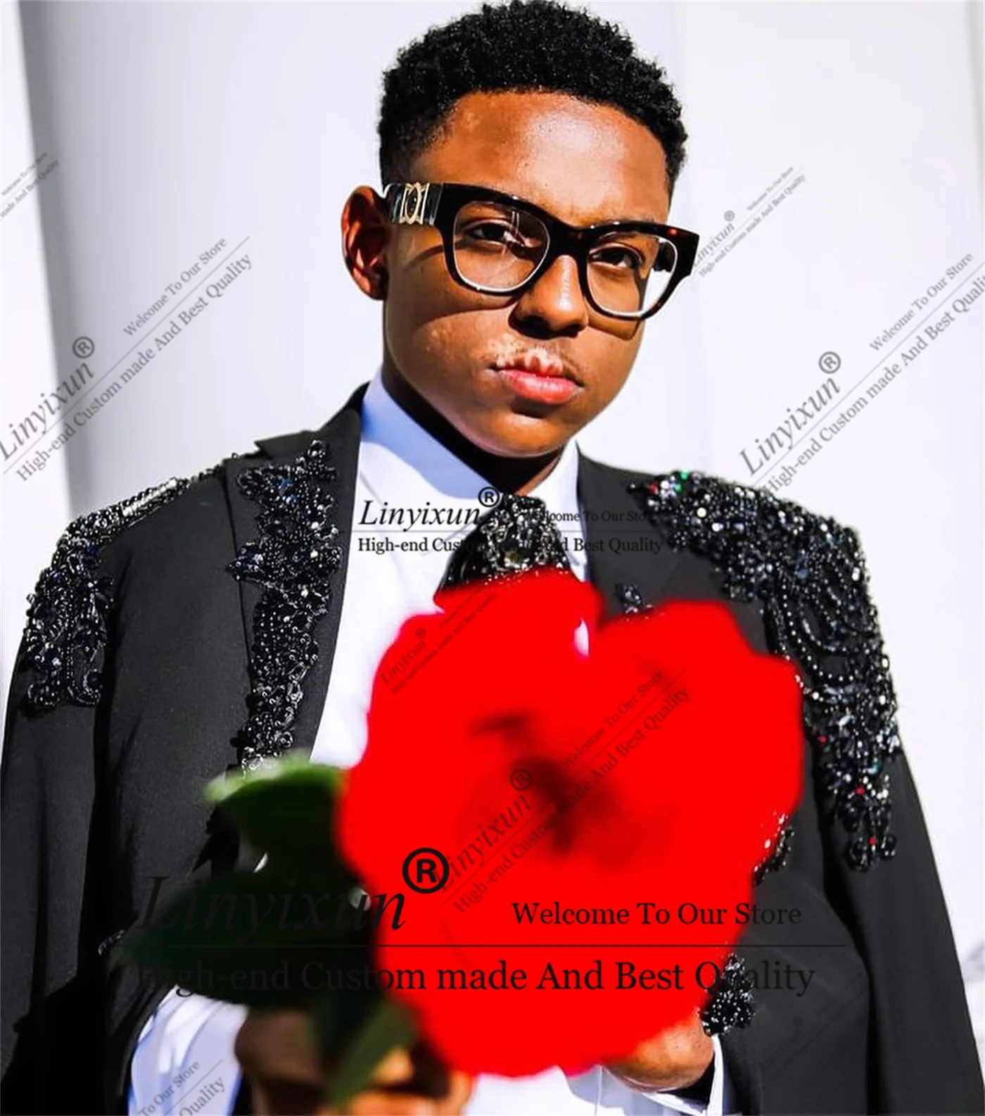Fashion Metallic Ornament Tuxedos Men Suits 3 Pieces Wedding Groom Dinner Party Customized Male Prom Blazers Ternos Completo 3