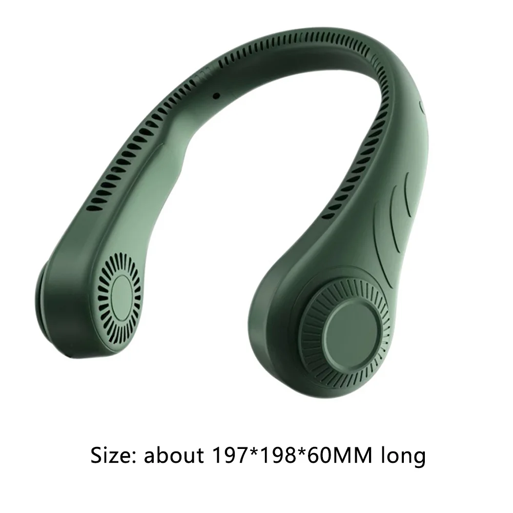Mini Hanging Neck Fan Portable Bladeless Rechargeable Mute Cooling Wearable Neckband Leafless Fan 3-Speed Adjustable