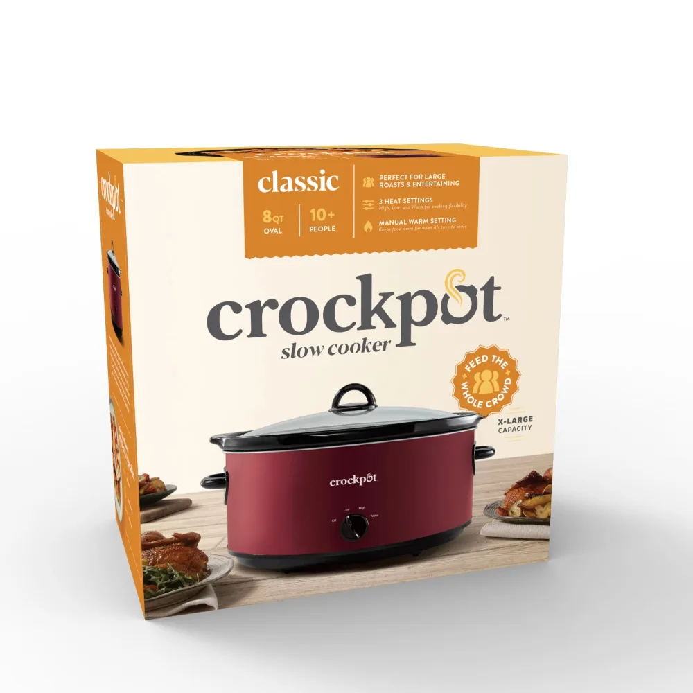 Crockpot 8-Quart Manual Slow Cooker, Rhubarb - AliExpress