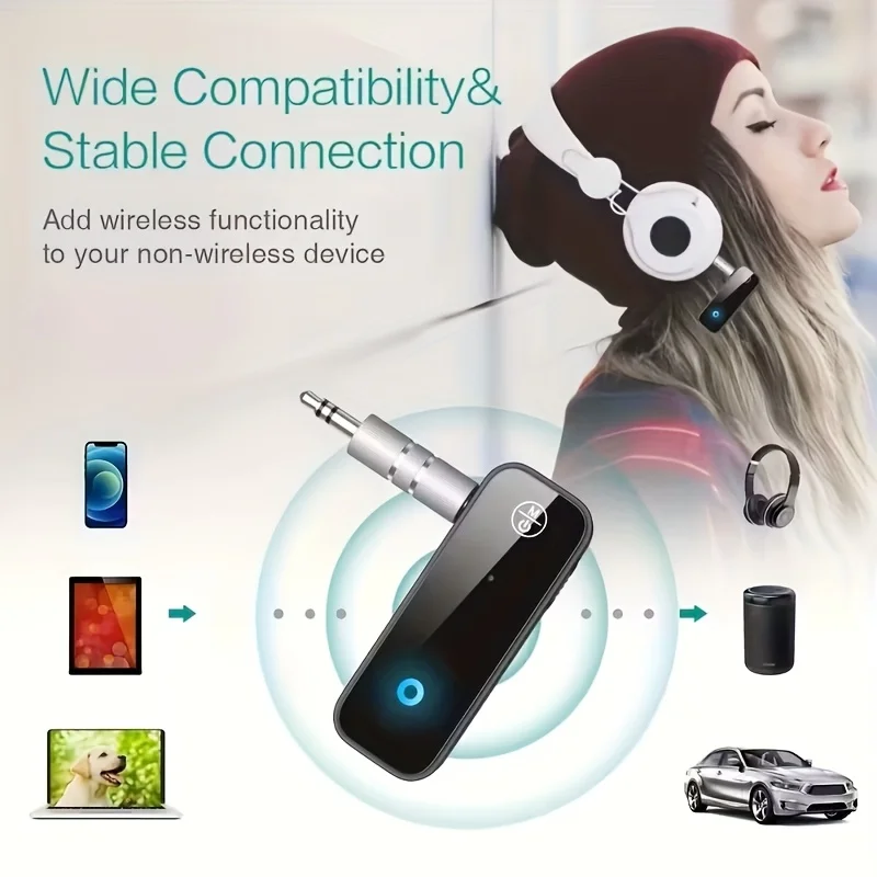 Regaton BT 오디오 수신기 송신기 핸즈프리 통화 3.5mm AUX 잭 USB 동글 스테레오 음악 무선 어댑터 TV PC 차량용 키트