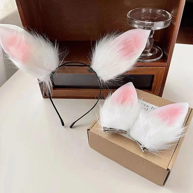 

1pcs Animal Rabbit Ear Hair Hoop Headwear Furry Plush Foldable Bunny Ears Headband Lolita Kawaii Cosplay Anime Accessories