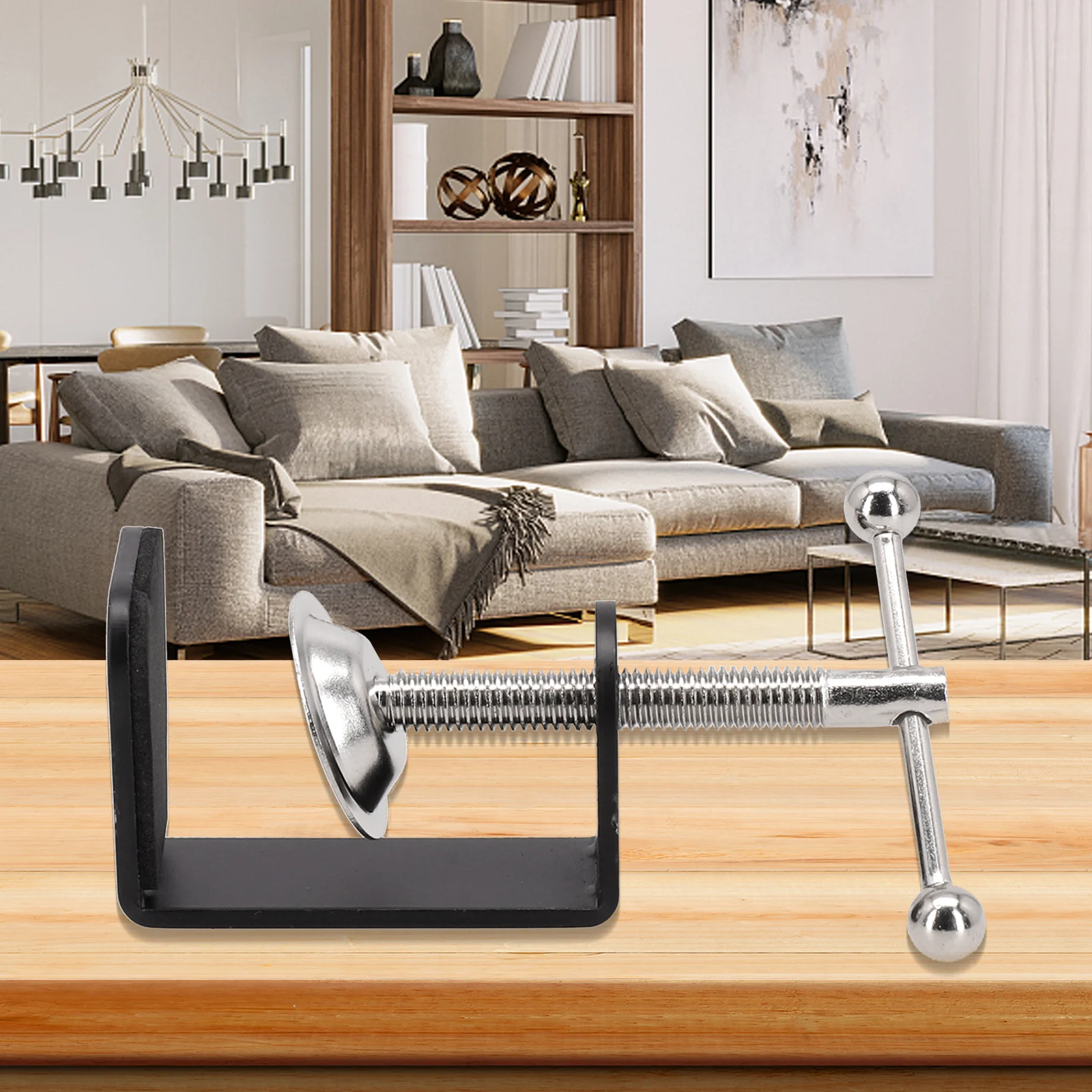 Table Mount Clamp Clamp Home Office Shop C-shaped Design Silicone Pad Stable Metal Base 5cm Height Securely Mount
