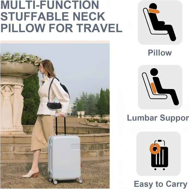 Stuffable Travel Neck Pillowcase – Portable, Fillable, Lightweight U-Shape 2