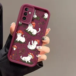 Whimsical Cartoon Cat & Mushroom Silicone Phone Case - Soft and Protective Cover - Samsung S21 Plus (JGJHCX137J7)
