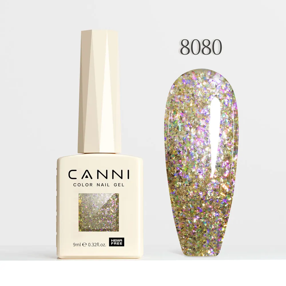 CANNI Super Glossy Glitter Cat Eye Nail Gel Polish - Hema Free Diamond Top Coat, Semi-Permanent UV LED Varnish