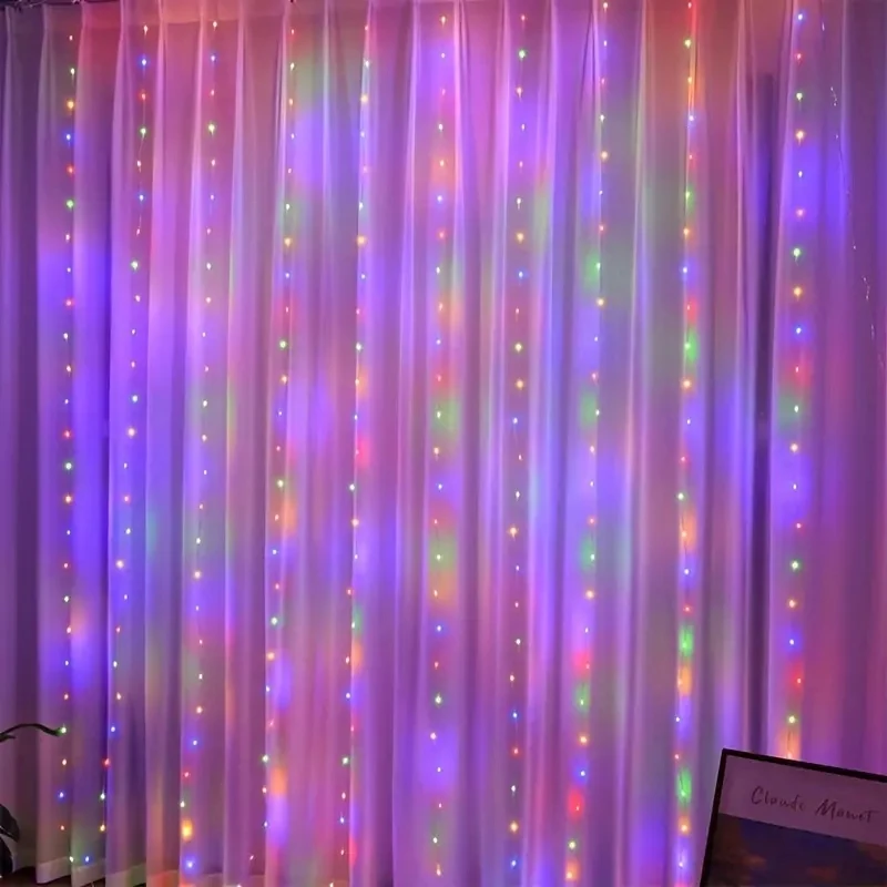 thumbnail image 1 of Party Fairy String Lamp New Year 2025 LED 8 Mode USB Curtain Garland Light Wedding Bedroom Christmas Light Halloween Decoration, 1 of 4