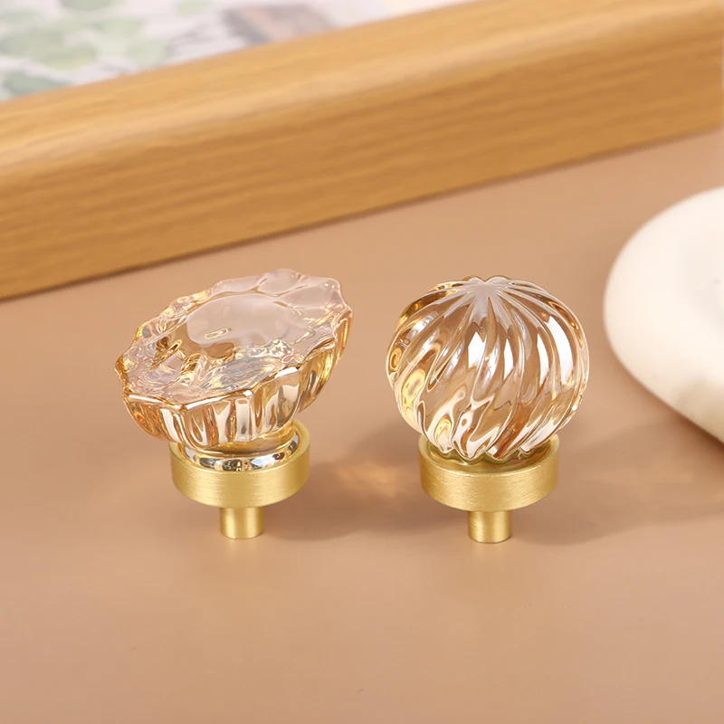 Cabinet Door Wardrobe Handle Zinc Alloy Door Handle Nordic Style Single Hole Crystal 1pc