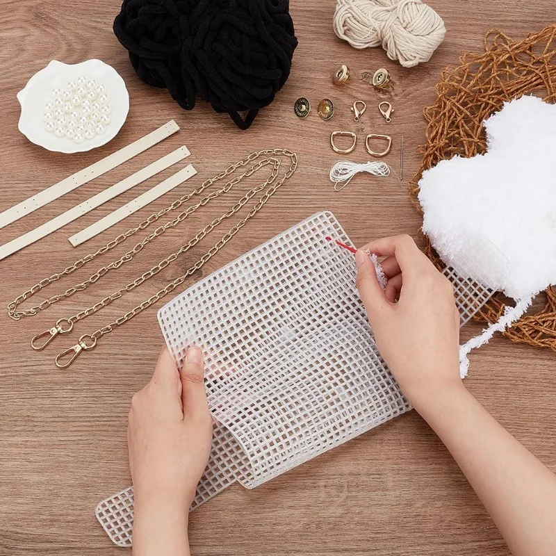 DIY Knitting Crochet Handbags Kit Mesh Plastic Canvas Kit for Shoulder Bags DIY Knitting Crochet Crossbag Materials Handmade diy knitting kit craft supplies