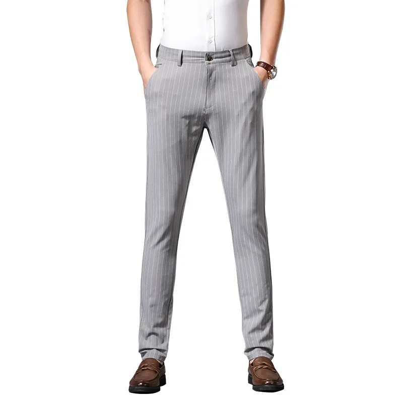 2024 Autumn New Men's Bamboo Fiber Casual Pants Classic Style Business Fashion Grey Stretch Cotton Trousers Male Brand Clothes 5