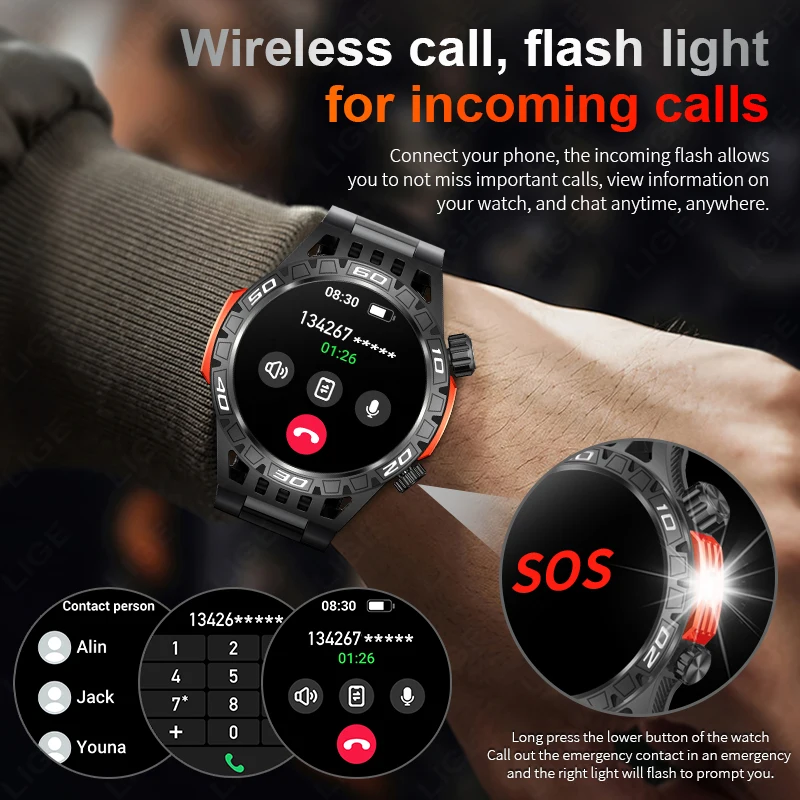 LIGE Ʈ ġ  LED  ħ  ƮϽ ƮĿ ð   ȭ SmartWatch For ȵ̵ IOS