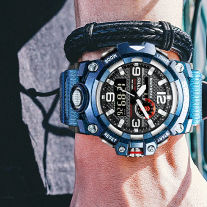 Top Brand Men Military Watches 50M Waterproof Dual Display Quartz Watch Chronograph Sports Relogio Masculino