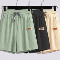 Ice silk shorts, women's summer thin slim, loose high-waisted straight mid pants, casual wide-leg pants, cropped pants - Image 3