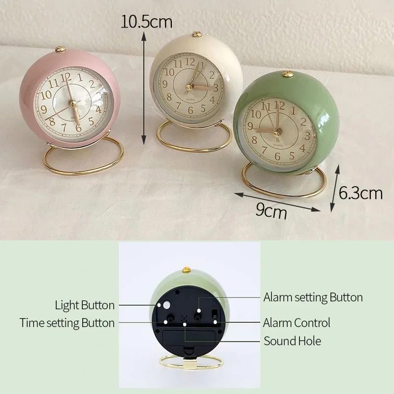 Nordic Retro Digital Quartz Alarm Clock with Metal Stand