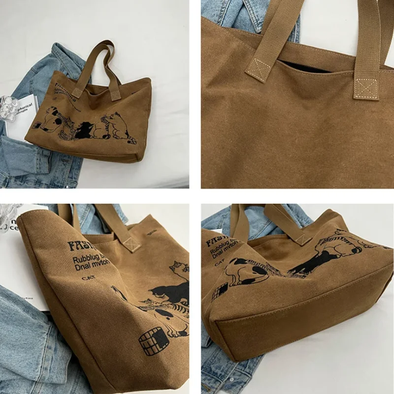 Women's Canvas Tote Bag Fashionable Spacious Durable Shoulder Bag with Zipper Closure and Classic Design Perfect for Work