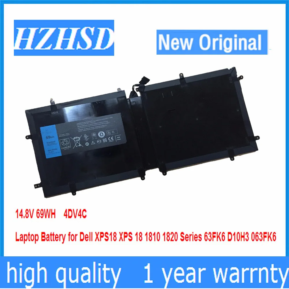 

14.8V 69WH New original 4DV4C Laptop Battery for Dell XPS18 XPS 18 1810 1820 Series 63FK6 D10H3 063FK6