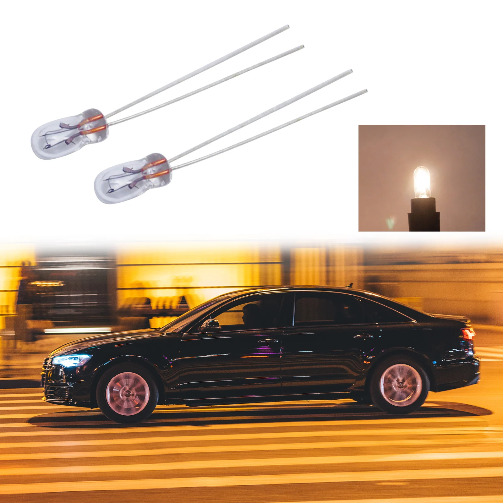 Car Indicator Light Dashboard Instrument Light T3 Replacement Signal Bulb ABS 12V 30MA Warm White Car Signal Lights 10Pcs